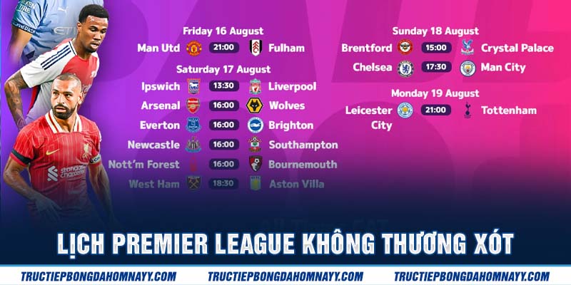 Lịch thi đấu Premier Legague không thương xót